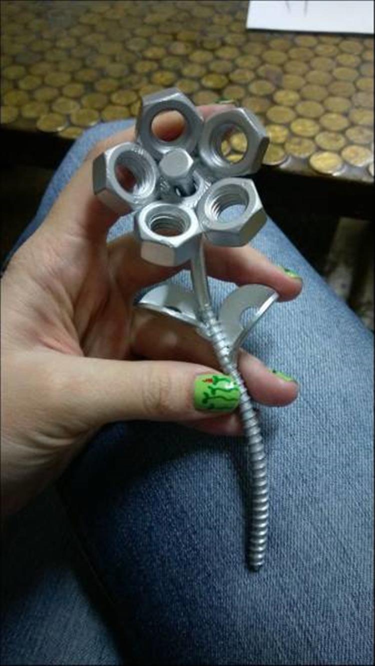 This welder is the romantic type.