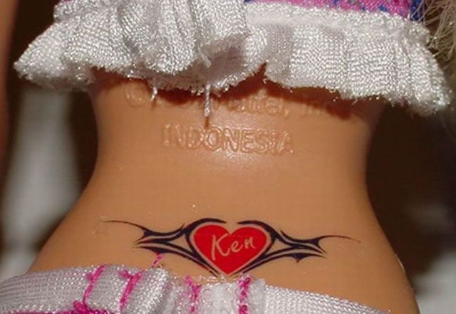 Totally Stylin' Tattoos Barbie allows kids to be rebellious and give Barbie a tramp stamp.