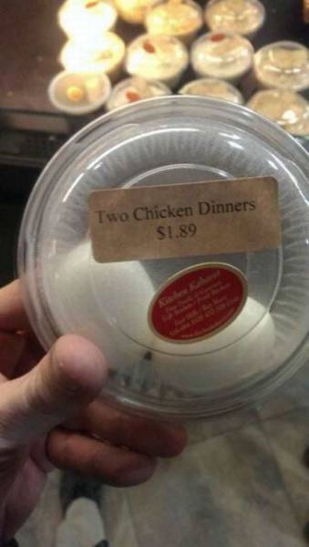 Two chicken dinners.