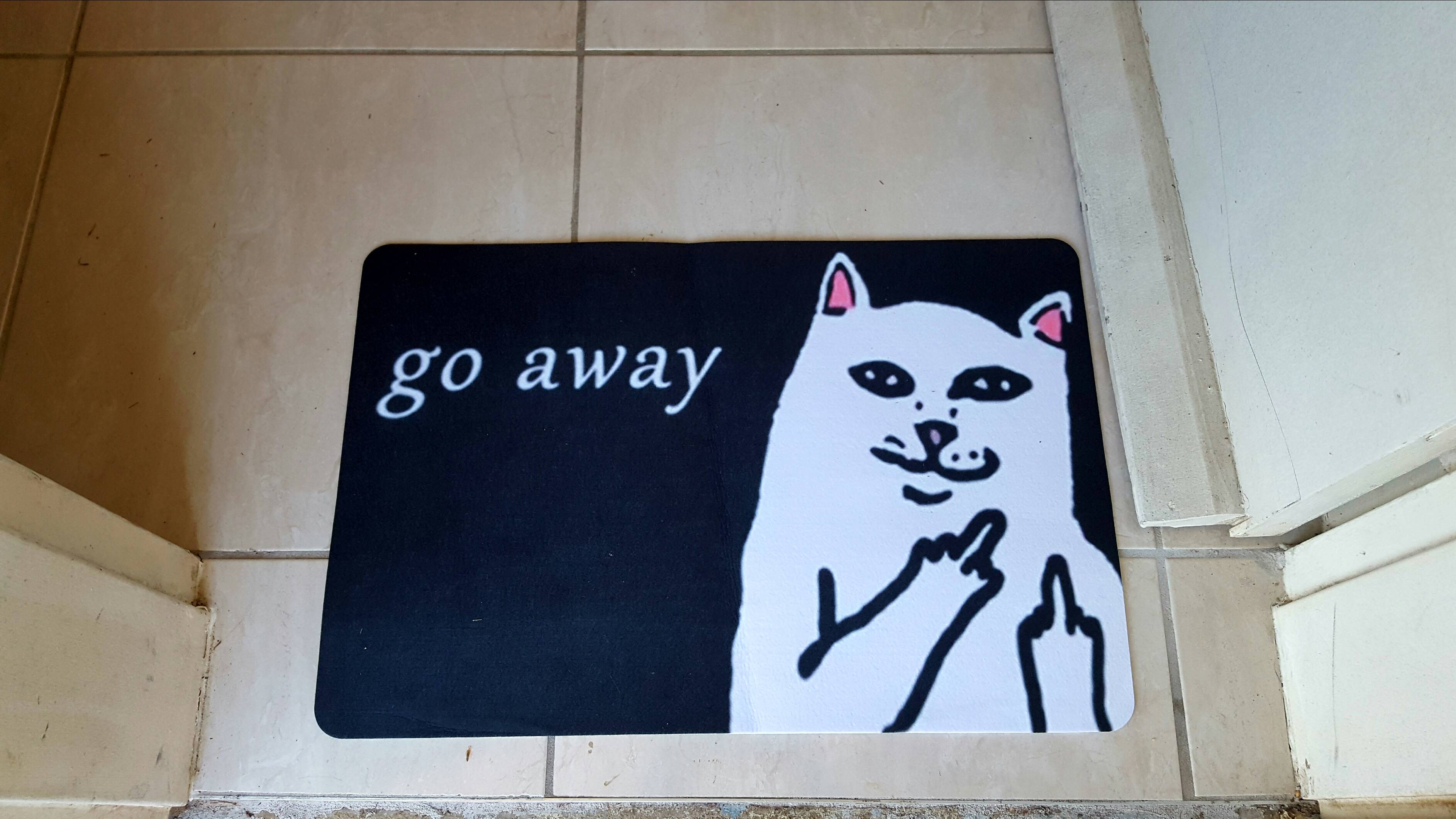 Cute kitty unwelcome mat.