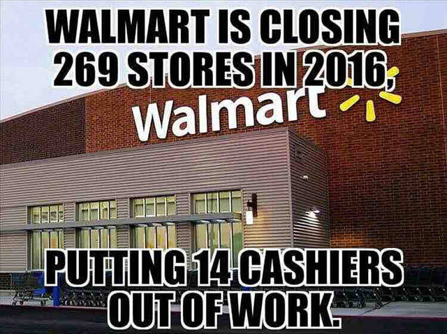 Walmart is closing 269 stores in 2016.
