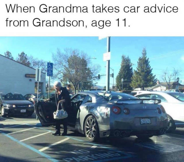 When grandma takes car buying advice from her 11-year-old grandson.