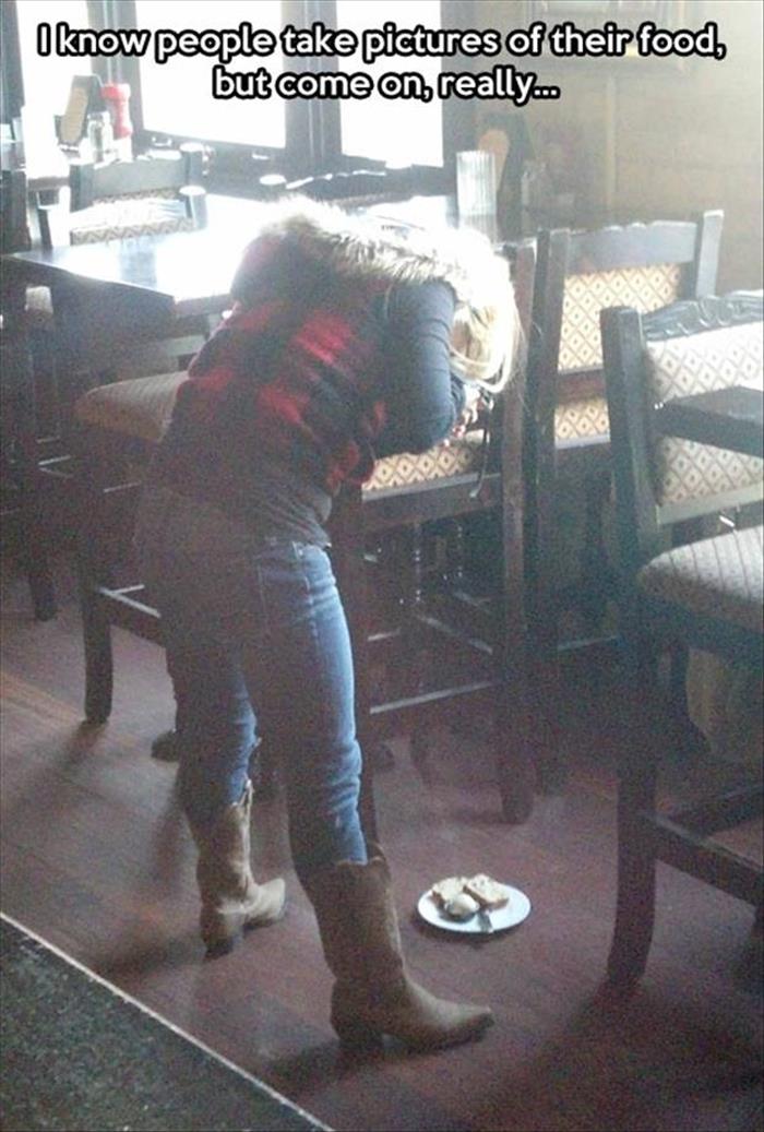 When taking a food selfie to post on social media goes too far. Just eat the damn food,  nobody cares.
