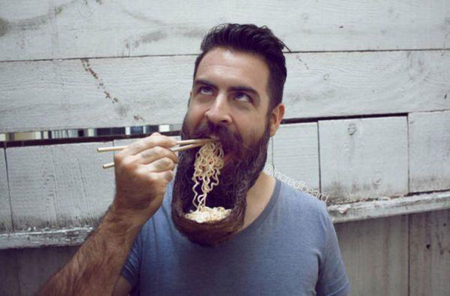 Who needs a bowl when you can use your beard?