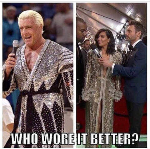 Who wore it better? Kim Kardashian or The Nature Boy Ric Flair.