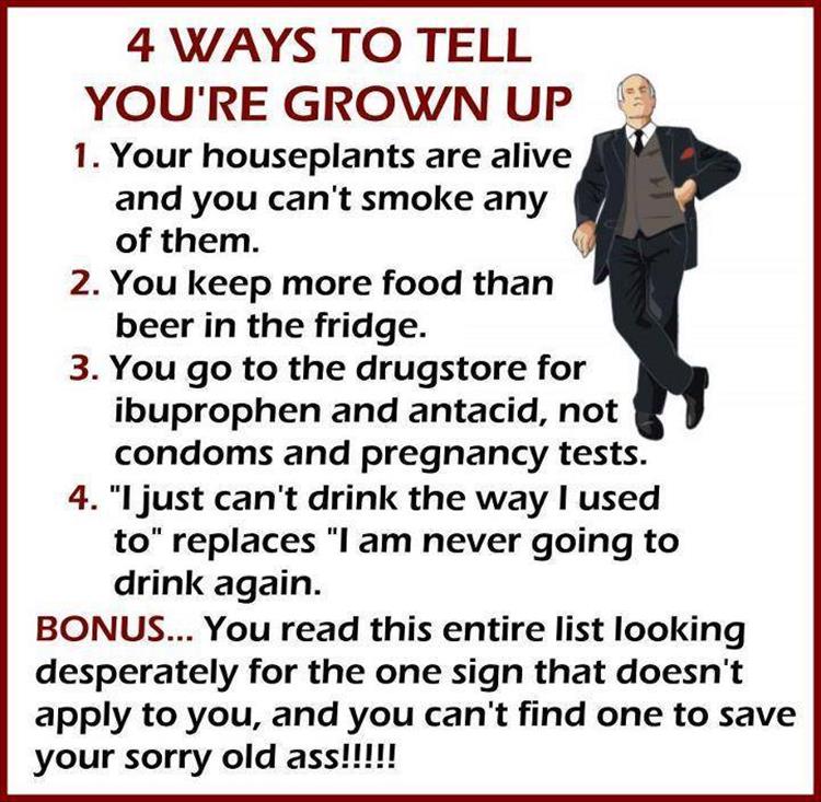 4 ways to tell you're grown up.
