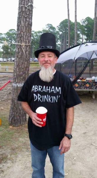 Abraham Drinkin' is a great costume for Halloween, or any other day of the year.