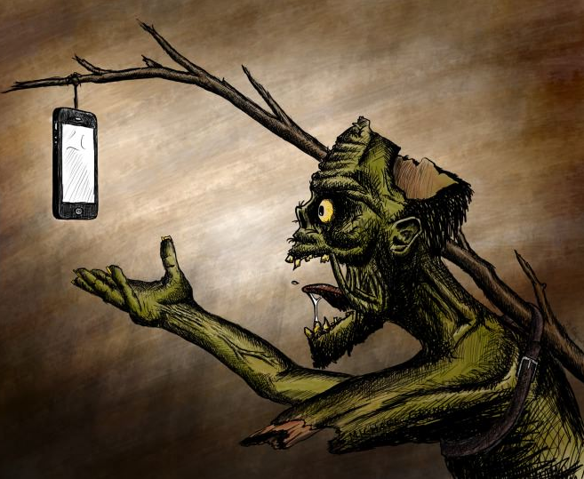 Artistic depiction of what society has become and the addiction to the smartphone.