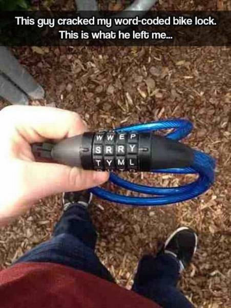 At least this bike thief said he was sorry.