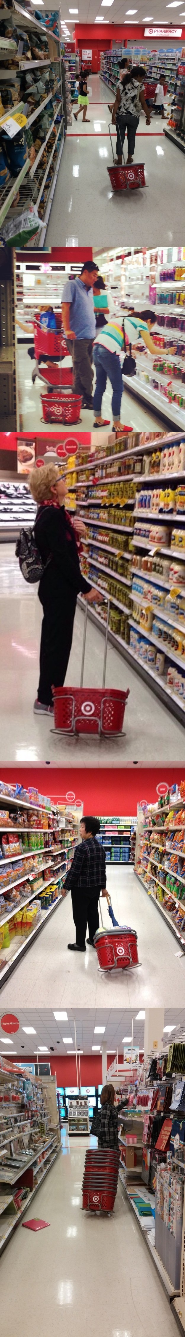 Take ONE basket from the rack. Do NOT take the basket rack.