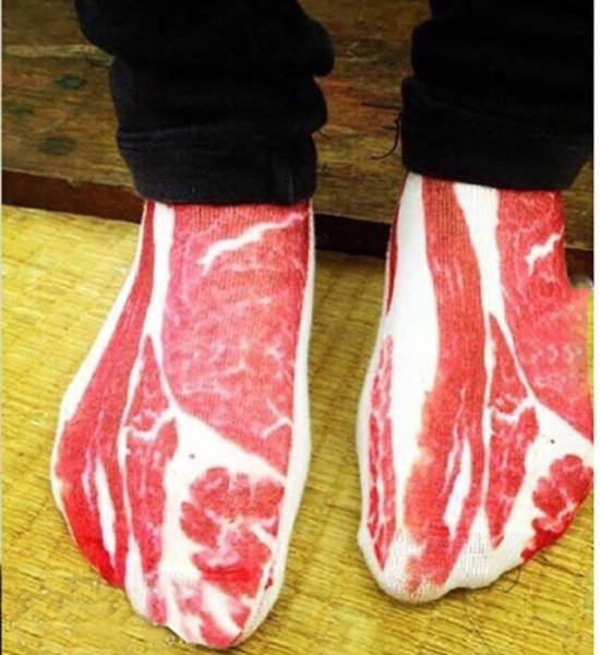 Bacon socks look good enough to eat.