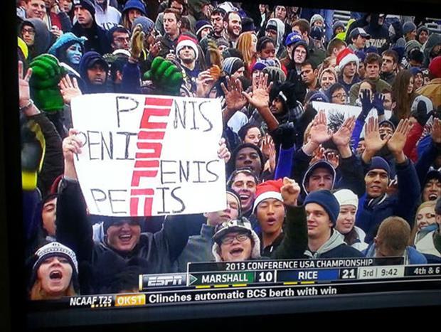 Best College Football ESPN Sign In The Stands Ever? Penis.