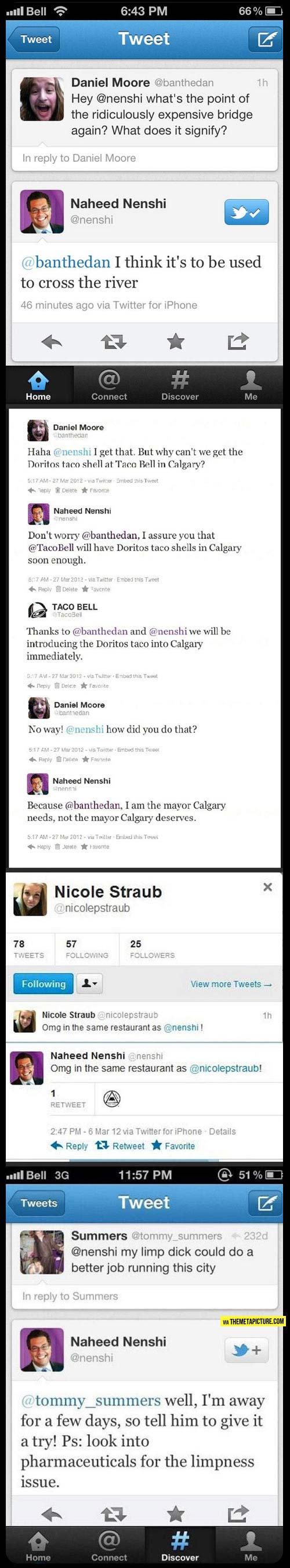 Calgary, Alberta, Canada Mayor Naheed Nenshi is funny.