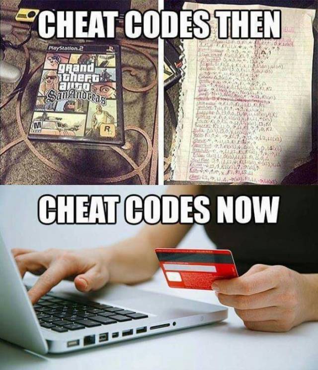 Cheat codes: Then and Now
