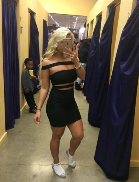 Lil' homie checking out the hottie.