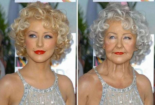 Christina Aguilera as an old woman.
