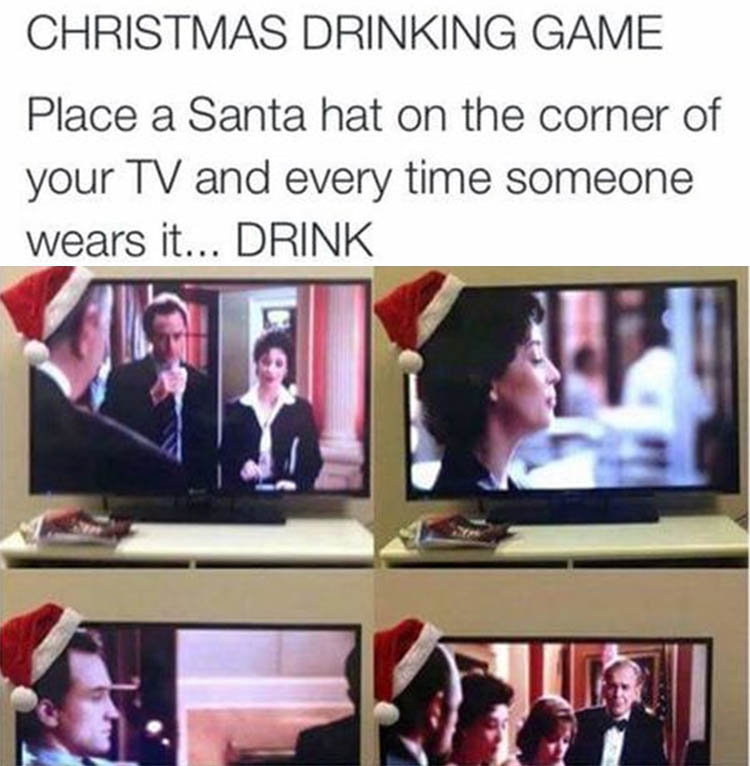 The Santa hat Christmas drinking game.