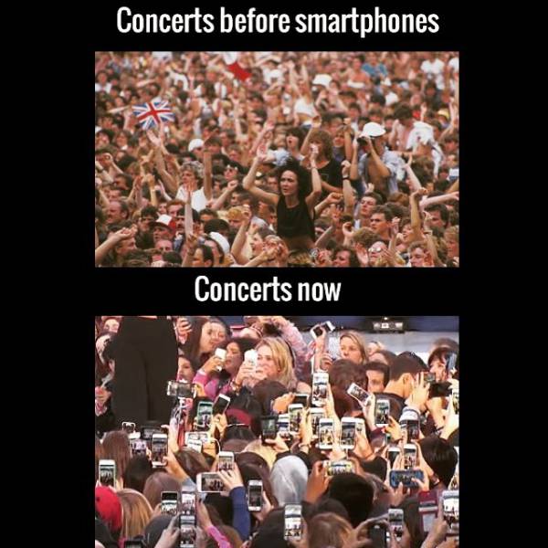 Concerts before smartphones vs. Concerts now