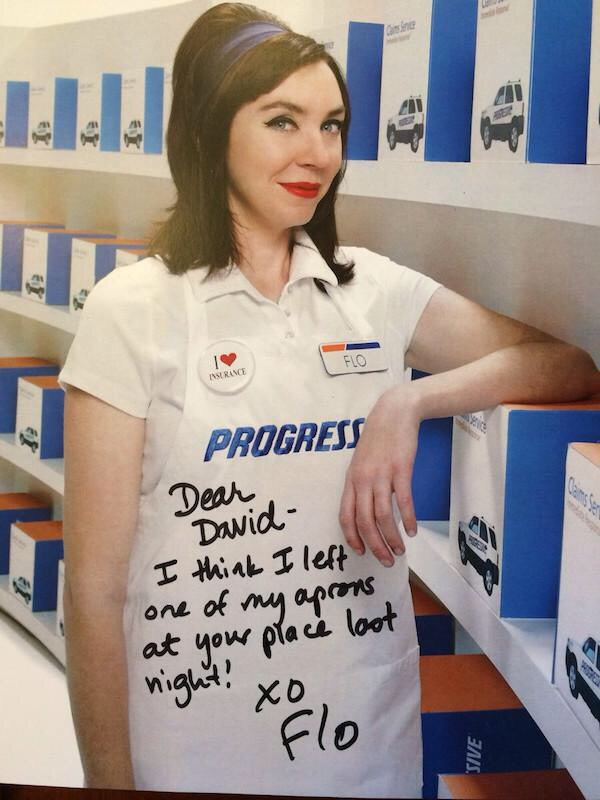 Dear Flo, Thanks for last night. I think our relationship is progressing nicely. xoxo