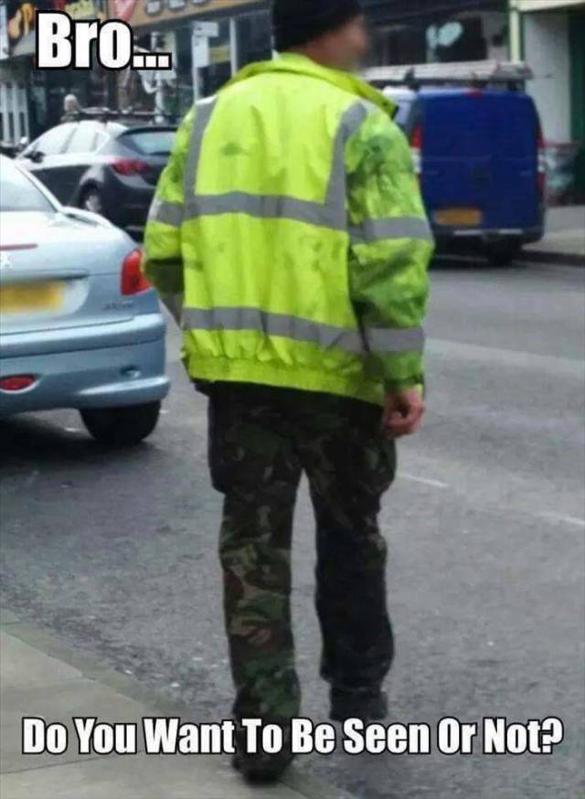 Dude isn't sure if he wants to stand out or be hidden.