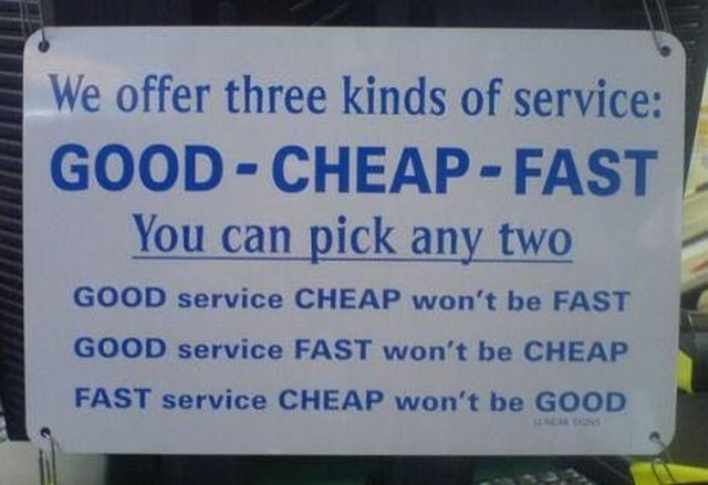 Good, cheap or fast?