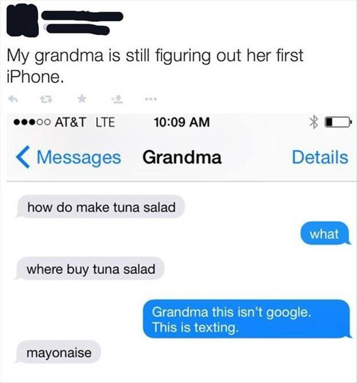 Grandma is still figuring out her first iPhone.