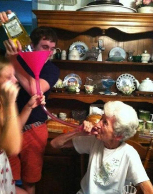 Grandma still likes to party hard.