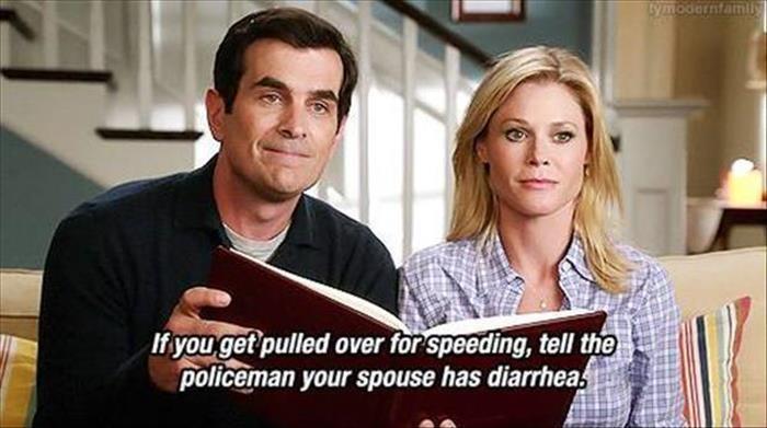 How to get out of a speeding ticket by blaming your spouse.