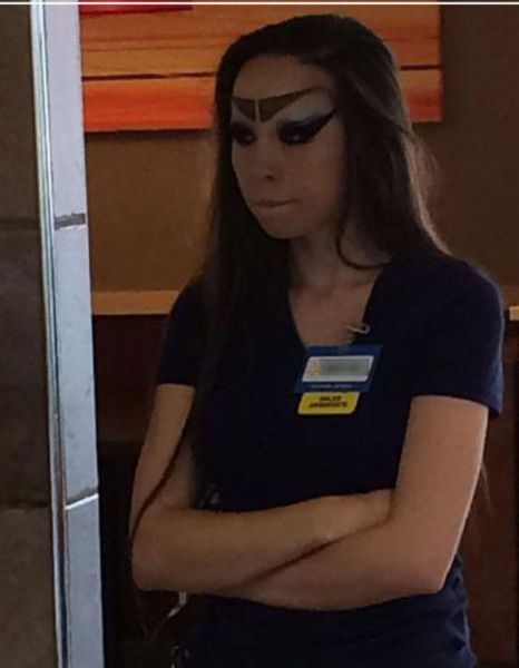 Her eyebrows would be great for Halloween.