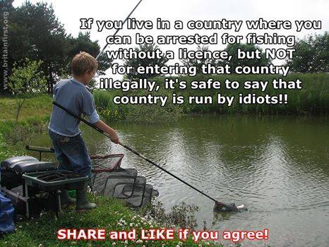 Arrested for fishing without a license but not for entering illegally. What a country!