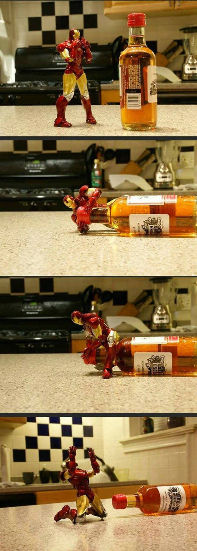 Iron Man has a very serious problem with alcohol.