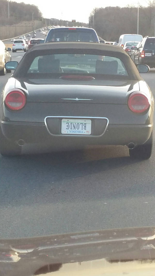 Judging by the license plate, I think the driver of this car is a blonde.