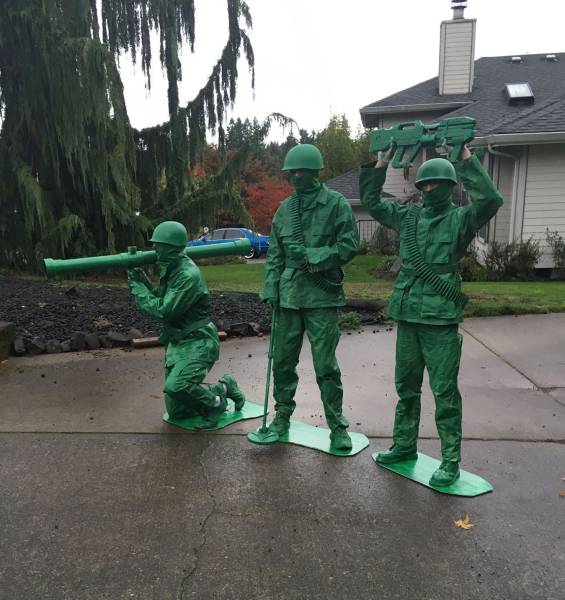 Little green toy army men in real life.