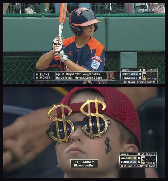 Little League World Series Player Blake Money Has A Little Brother Named Cash Money. Best Parents Ever!