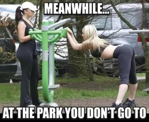 Meanwhile. at the park you don't go to.