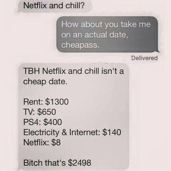 Netflix and chill isn't a cheap date.