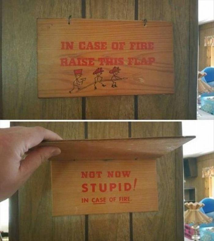 In case of fire raise this flap.