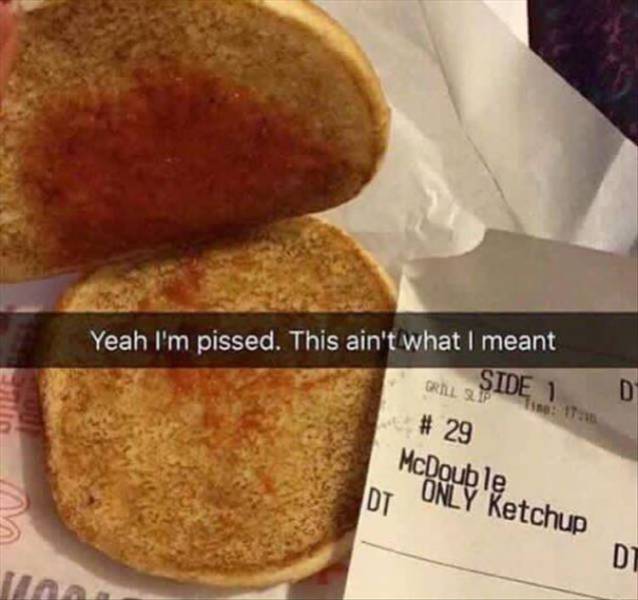 Ordered a McDouble with only ketchup.