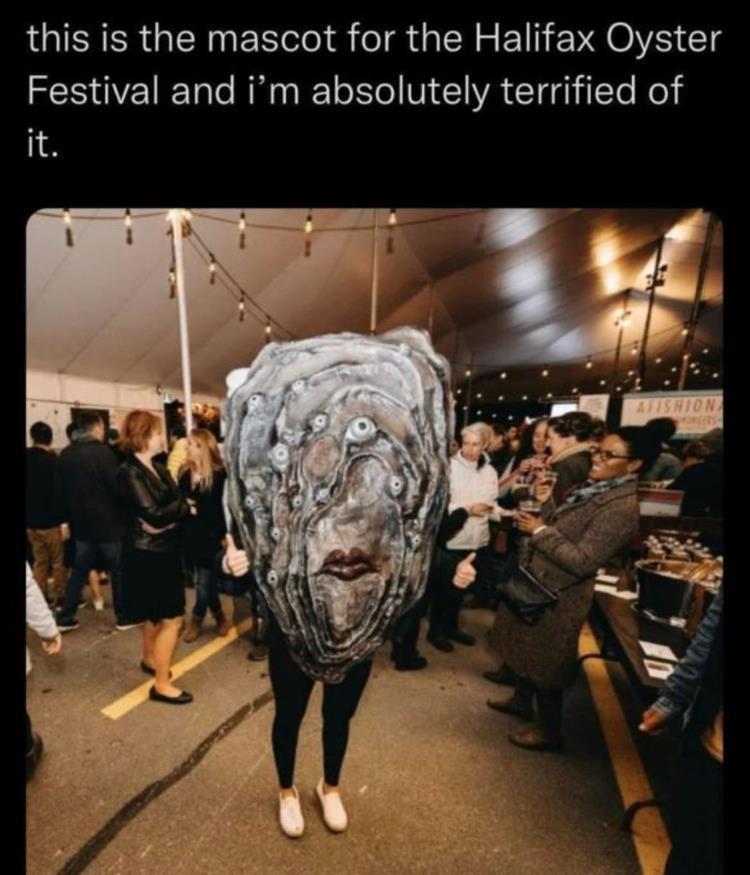 Oyster festival mascot is creepy AF!