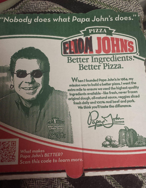 Papa John and Elton John have a striking resemblance to each other.