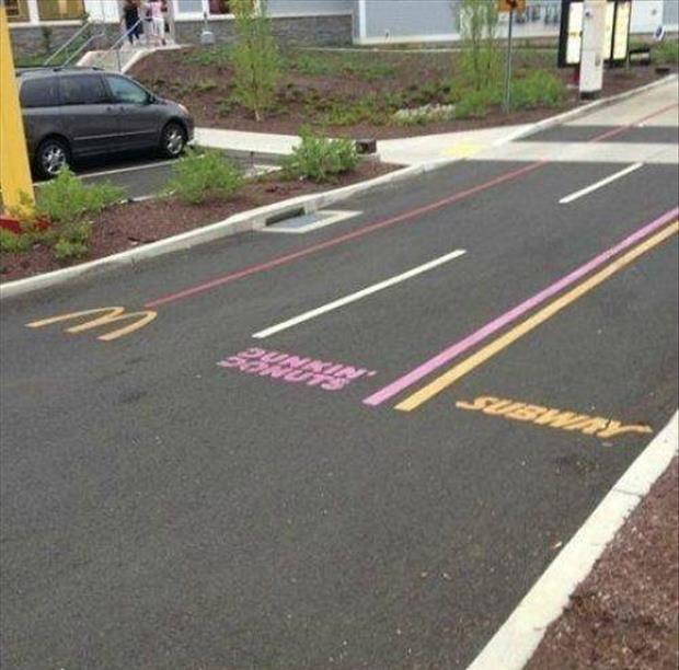 Pick a lane. McDonald's, Dunkin' Donuts or Subway.