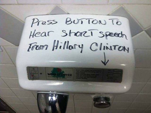 Press button to hear short speech from Hillary Clinton.