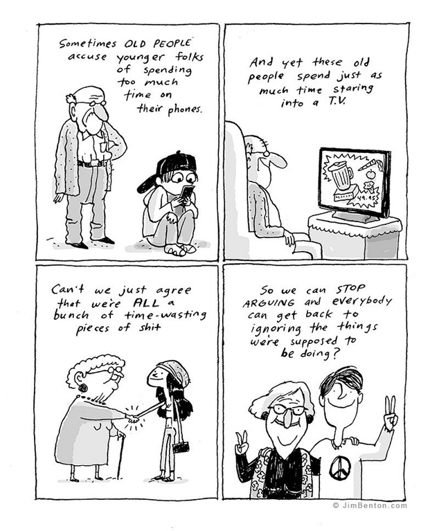 Sometimes old people accuse younger folks of spending too much time on their phones.