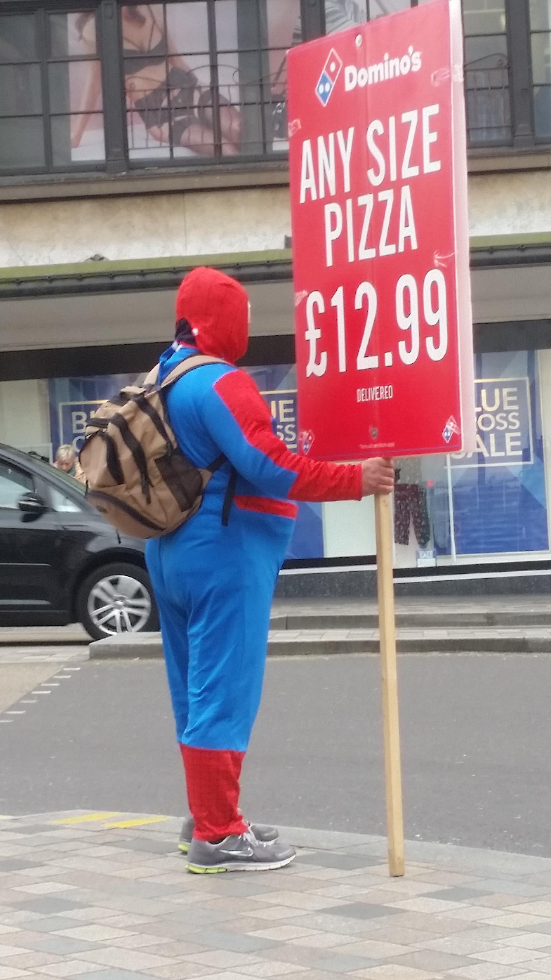 Spiderman has gained some weight since getting a second job at Domino's.