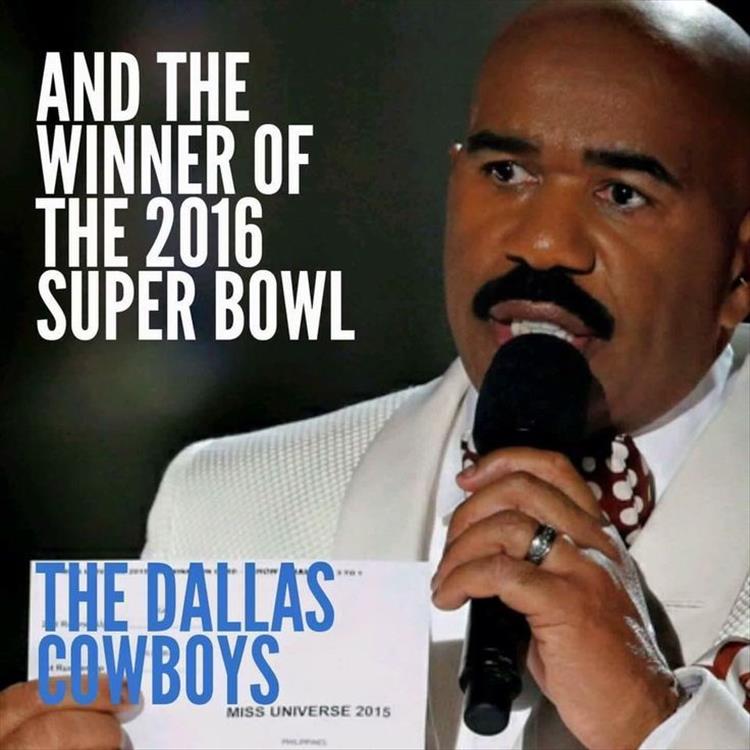 Steve Harvey announces the winner of the 2016 Super Bowl.