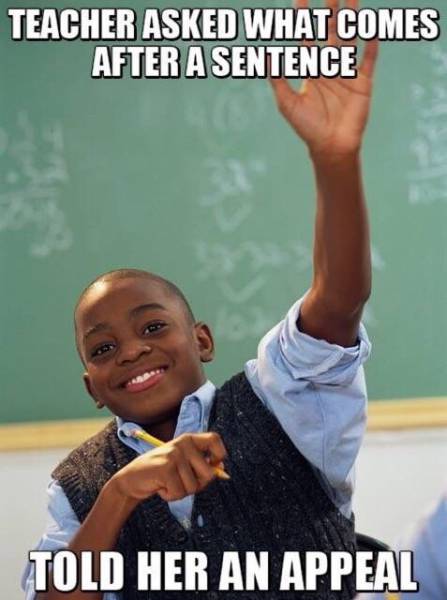 Teacher asked what comes after a sentence...