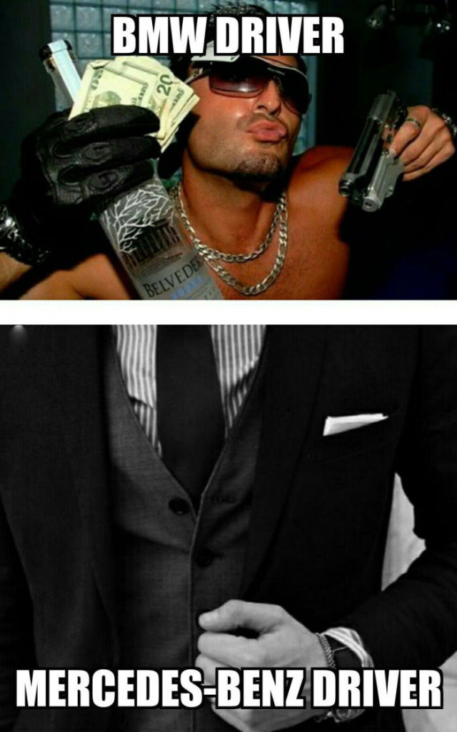 The difference between a BMW driver and a Mercedes-Benz driver.