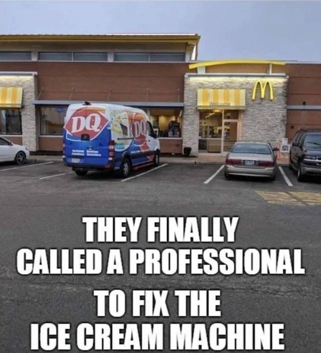 The finally called a professional to fix the ice cream machine.