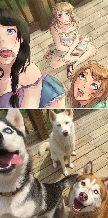 Husky dogs look just like these anime characters.
