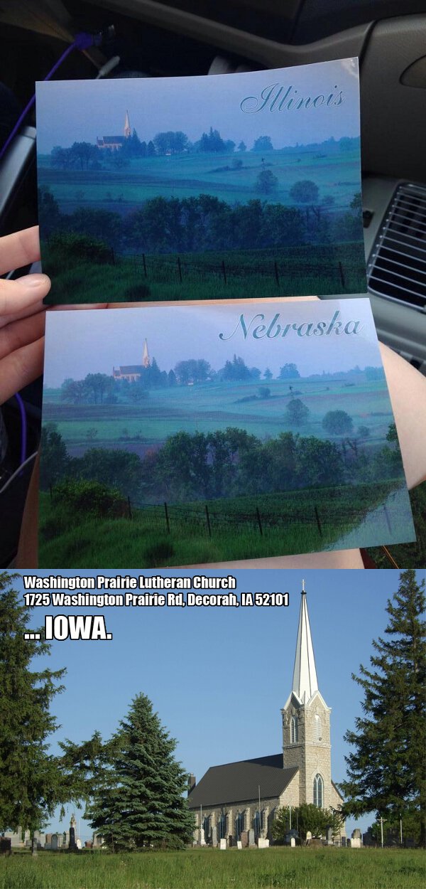 Illinois, Nebraska, Iowa....ahh hell what difference does it make. Postcards blow.